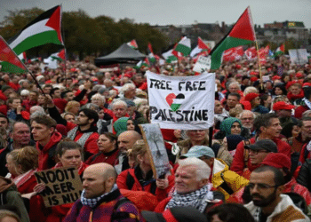 ইউরোপজুড়ে ফিলিস্তিন সংহতি মানববন্ধন; গাজার গণহত্যার বিচার দাবিতে লাখো মানুষের বিক্ষোভ