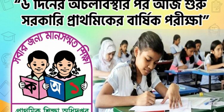 ছয় দিনের অচলাবস্থার পর আজ থেখে শুরু হয়েছে সরকারি প্রাথমিকের বার্ষিক পরীক্ষা