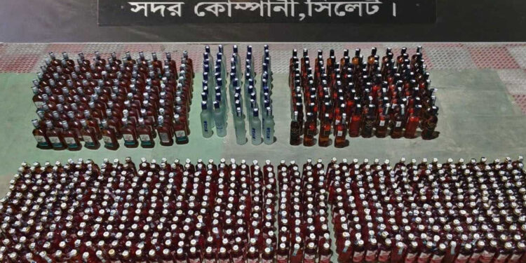 সিলেটে বিপুল বিদেশি মদ জব্দ, গ্রেফতার ৩