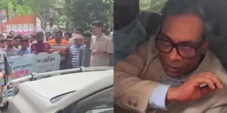 স্বাস্থ্য প্রতিমন্ত্রীর গাড়ি আটকিয়ে স্থানীয়দের বিক্ষোভ